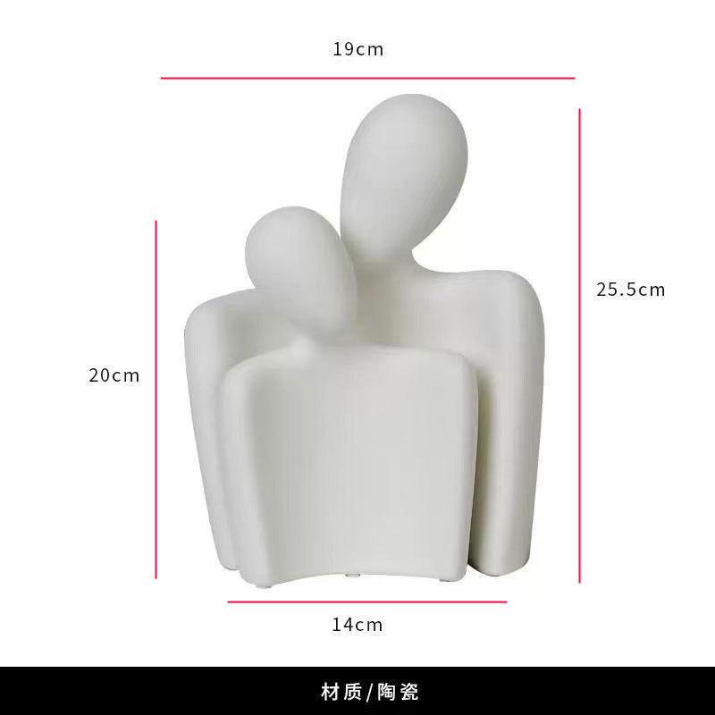 Ceramic Abstract Simple Character Decoration Creative Hugging Couple Figurine Modern Home Desktop Living Room Bookshelf Ornament