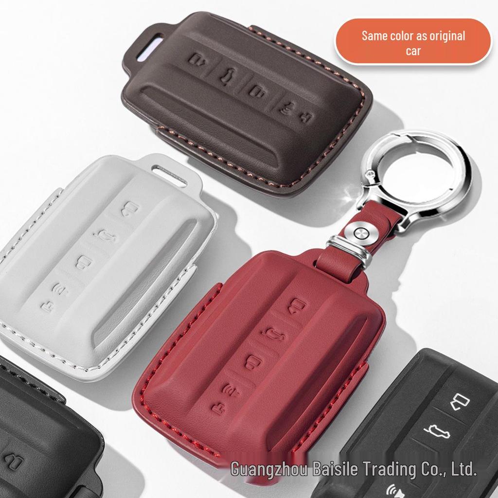 Premium Leather Car Key Cover for Tank 400 - Genuine Cowhide Key Bag with Buckle for Men and Women