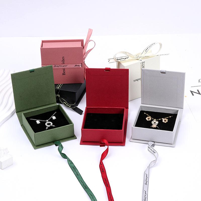 1PC Book Shape Wedding Necklace Organizer Valentine's Day Bowknot Ribbon Wrapping Box Jewelry Box With Flip Gift Packaging