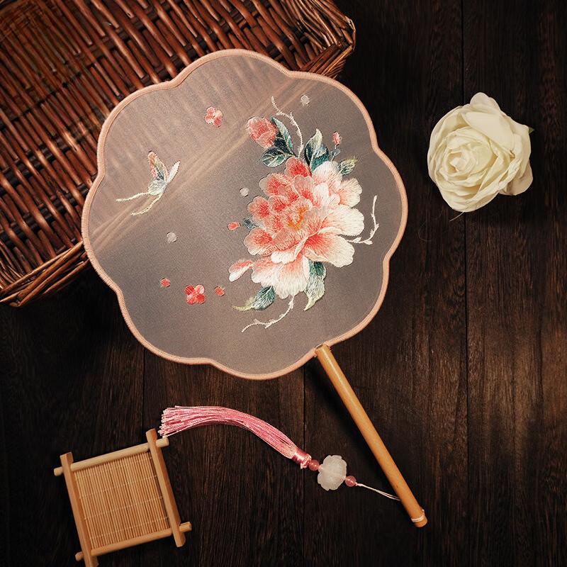 Traditional Chinese Style Double-Sided Su Embroidery Fan Ancient Round Fan Birthday Gift Han Ethnic Dance Photography Fan