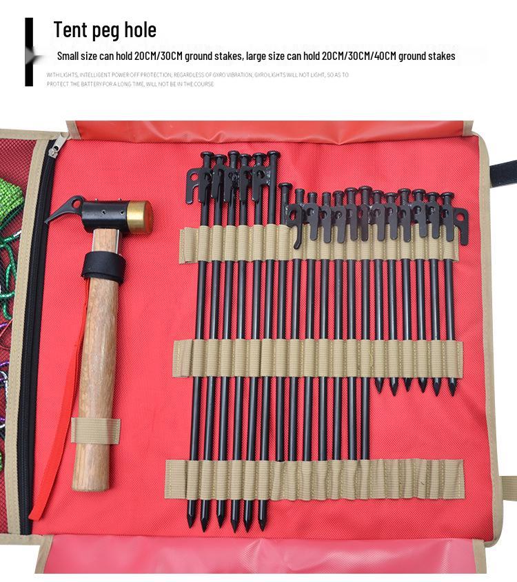 Large Outdoor Tote for Camping Gear: Includes Peg Storage, Tarp, Tent Pegs, and Hammer Kit