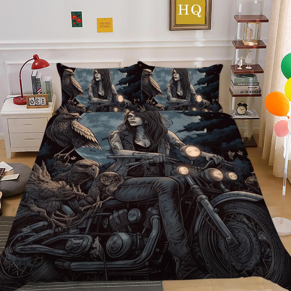 Bedruckter Bettbezug „Beauty Skull“ für Doppelbett, Mikrofaser, für Teenager, coole Mode, hochwertige Heimtextilien