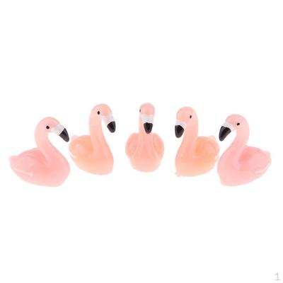 5x Décor Micro Paysage Flamant Rose Miniature Ornement Jardin Féerique
