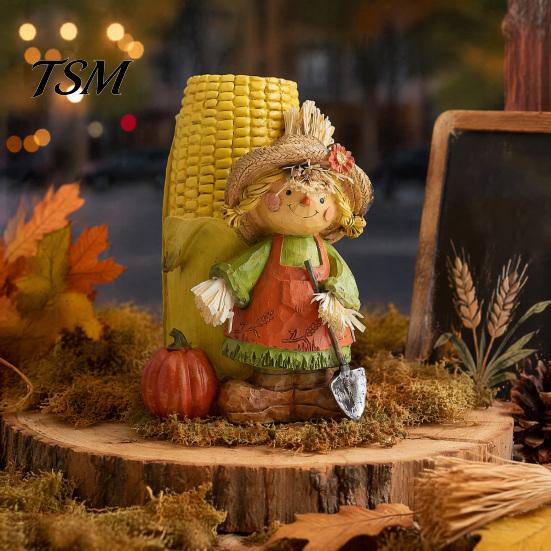 Seasonal Home Accents for Autumn Harvest Figurine Ornament, Decorative Resin Statue, Turkey/Scarecrow/Pumpkin Unique Gift Friends Tabletop Centerpiece