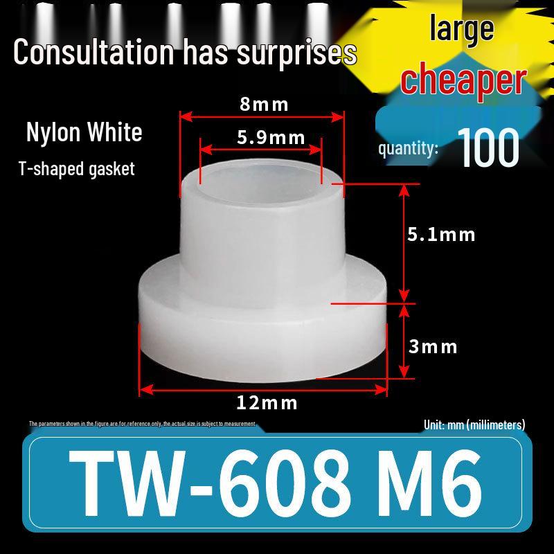 T-shaped Nylon Insulating Washer for M2-M12 Shafts