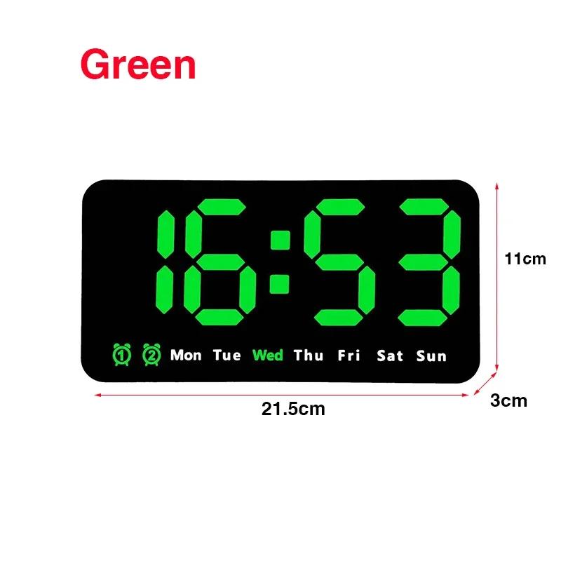 Electronic Wall Clock Temperature Date Table Clock Wall-mounted Dual Alarms Digital LED Clocks for Home Bedroom Voice Control