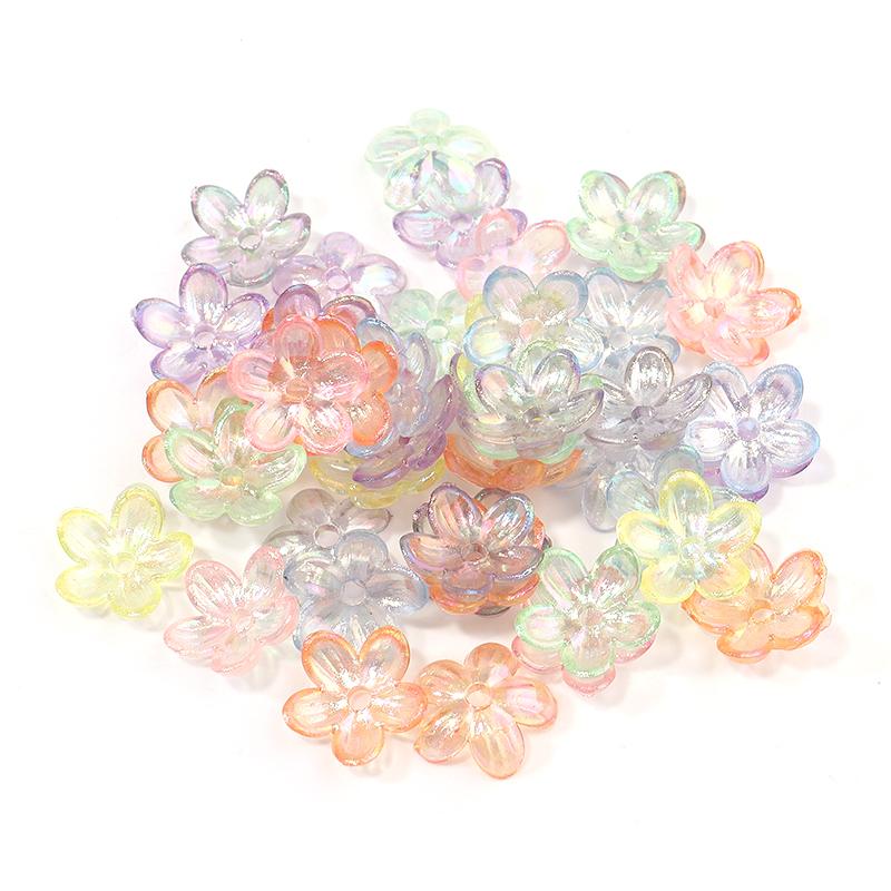 50-100pcs AB Color Acrylic Beads Flower Spacer End Beads Caps Charm Beads For Jewelry Making Loose Beads DIY Bracelets Wholesale