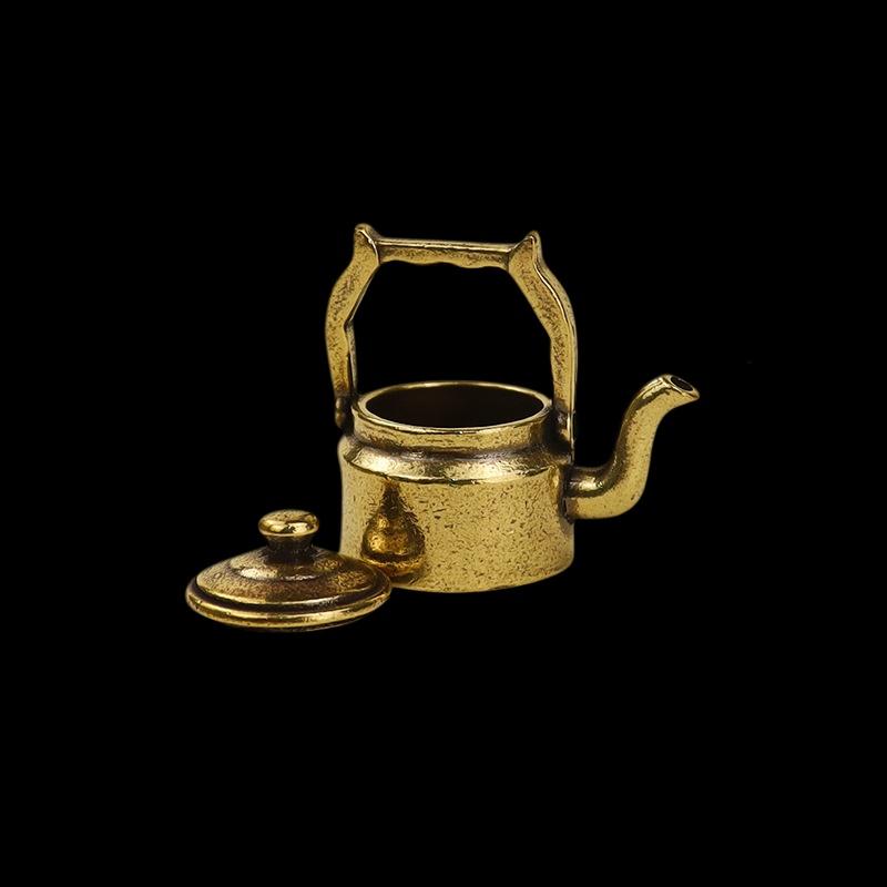 1Pcs Antique Copper Mini Fingertip Kettle Teapot Pocket Incense Burner Retro Brass Tea Pet Home Decor Accessories Desk Ornament
