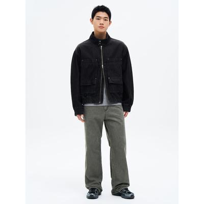 Khaki Wide-Fit Denim Pants Khaki
