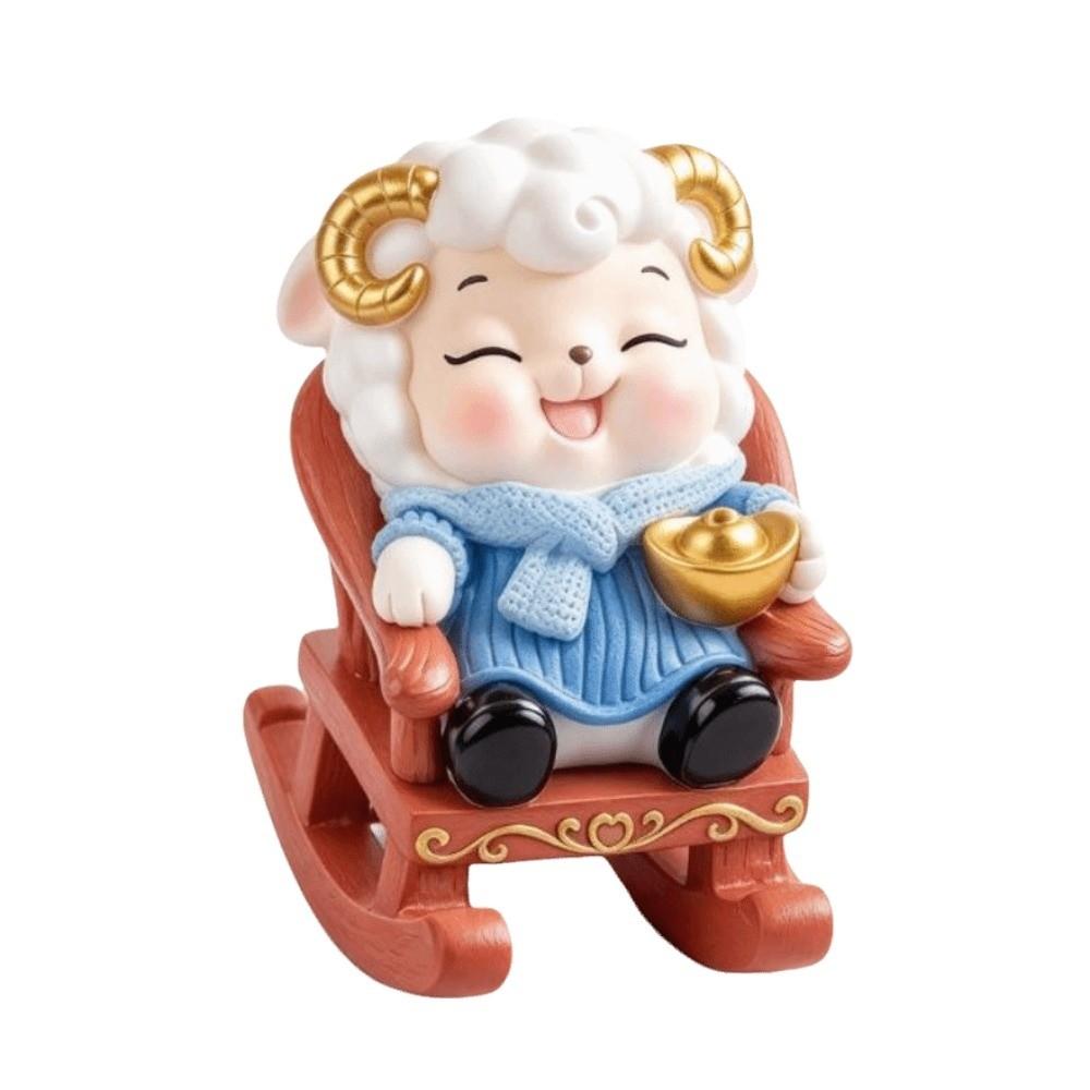 Mascot Laying Sheep Incense Censer Funny Creative Sheep Incense Burners Resin Sheep Figurine with Rocking Chair Year of the Goat
