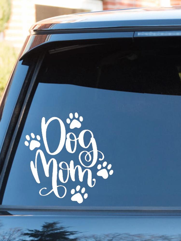 Waterproof 15x15cm Vinyl Decal Dog Mom Adorable Dog Pattern Sticker Show Your Love For Pets Fit Car Truck SUV Body Window Decor