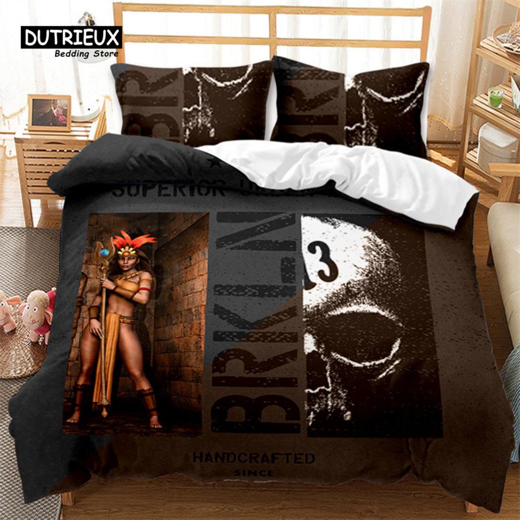 Dunkler Totenkopf Bettbezug Mikrofaser Gothic Skelett Bettwäsche Set Horror Thema Bettdeckenbezug Queen Für Teenager Erwachsene Schlafzimmer Deko