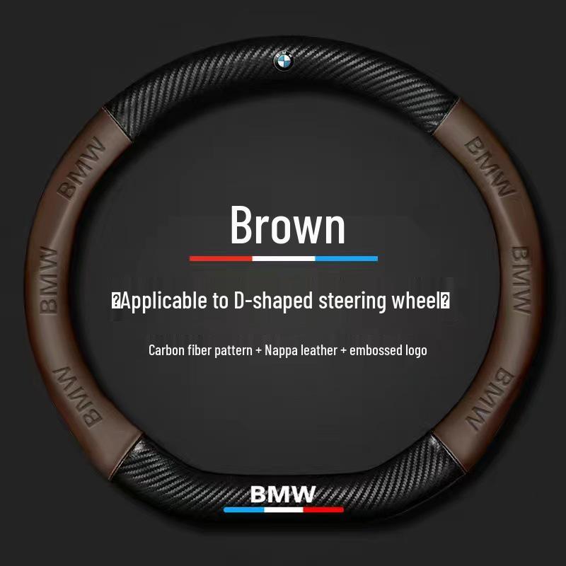 

5D Carbon Fiber Steering Wheel Cover with Embossed Logo for Electric Cars 38cm