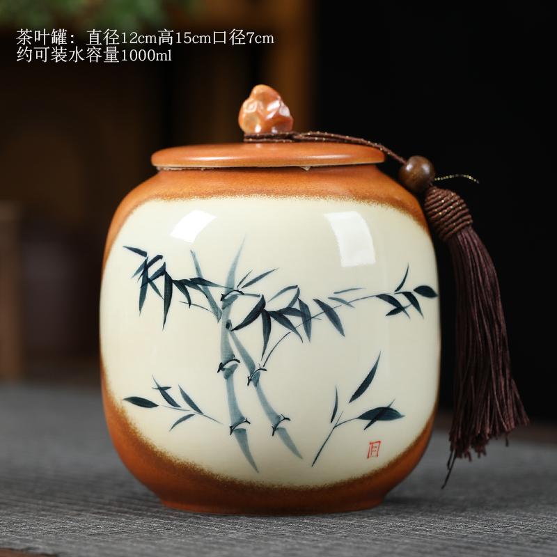 Chinese Ceramic Tea Caddy Vintage Sealed Candy Jar Household Moisture Proof Coffee Beans Nut Herb Storage Jar Kitchen Container