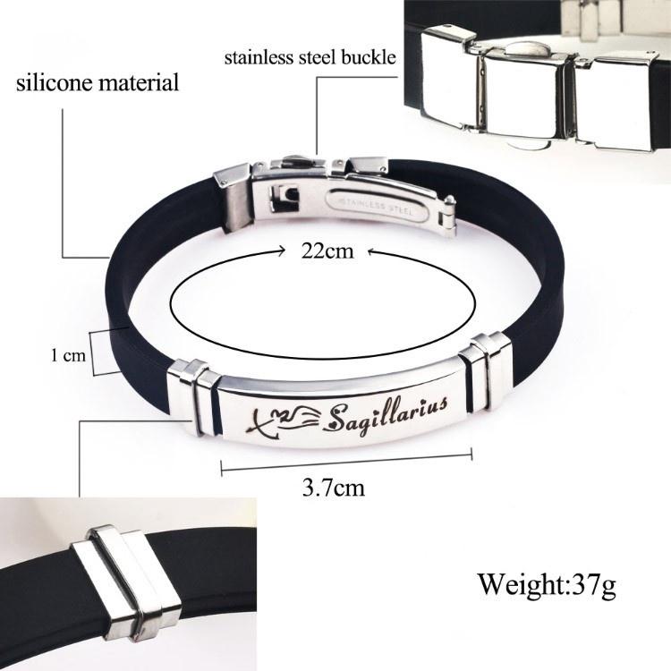 Charm Jewelry Stainless Steel 12 Constellations Silicone Cuff Bracelets for Women
