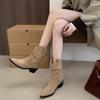 Mode 2025 Damen Winter Neue Imitat-Wildleder Kurze Stiefel Täglich Zuhause Büro Flacher Schaft Bequeme Damenstiefel