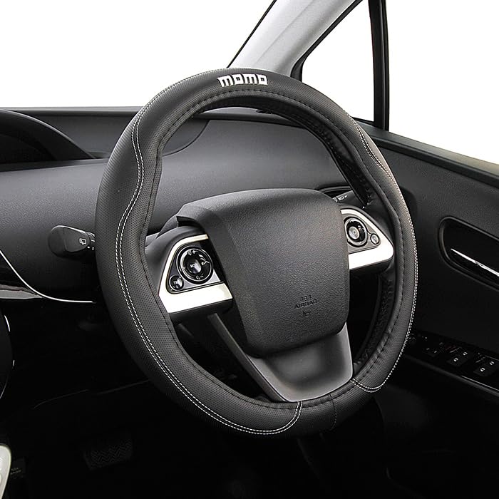 

MOMO Comfort Steering Wheel Cover for Kei Compact and Minivans with White MOMO Cars, Cars, (Small (36.5-37.9cm) Black-White Logo)
