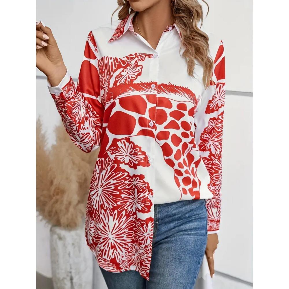 Fashion Round Dot Pattern Women Shirts Long Sleeve 3d Printed Street Black White Simple Ladies Blouse 2XL Plus Size Casual Shirt