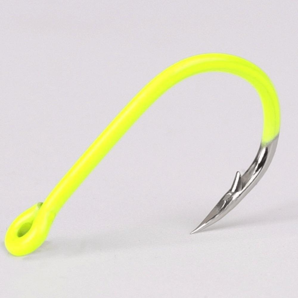 100PCS Fluorescent Green Octopus Fishing Hooks Fishing Accessories Catfish Bass Tuna Walleye Trout