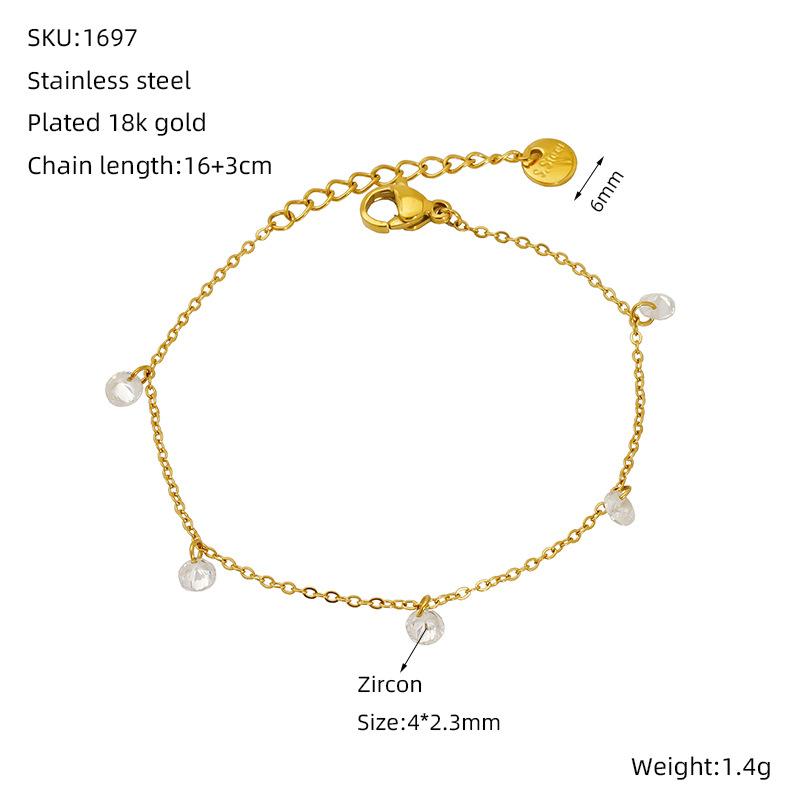 

Летняя мода простой нишевый браслет из титановой стали и циркония для женщин, легкий, роскошный, высокого класса, универсальный, темпераментный браслет, ювелирные изделия золотой