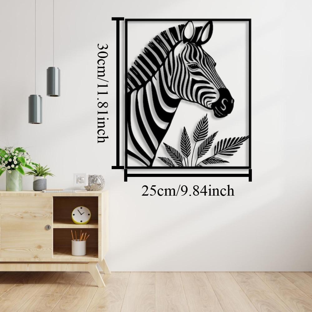 Handmade Black Metal Zebra Wall Art Safari Home Decor Animal Gift 12in