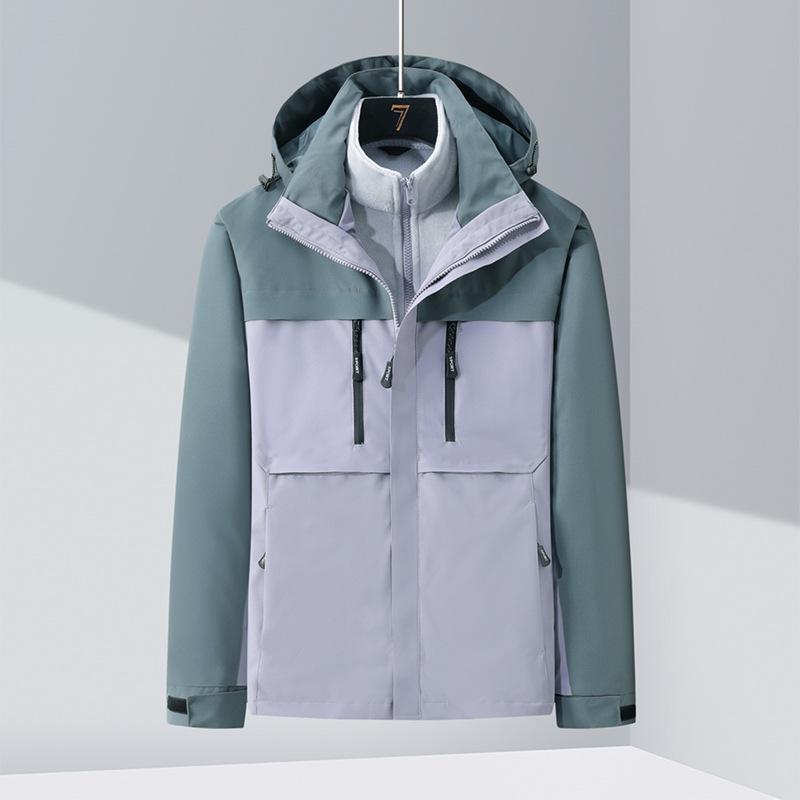 Three-in-One Outdoor Jacket: Fleece Liner, Waterproof, Windproof, Custom Logo