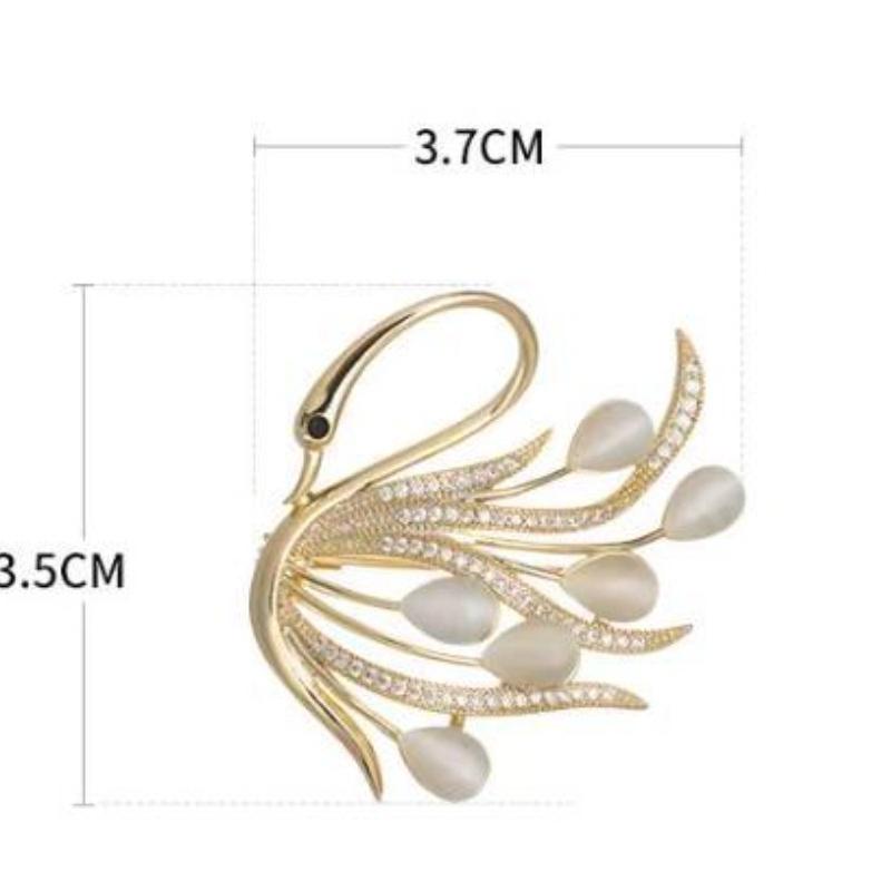 Exquisite Cat Eye Swan Brooch Feminine Corsage, Fashion Suit Personalized Pin Neck Clothing Accessories