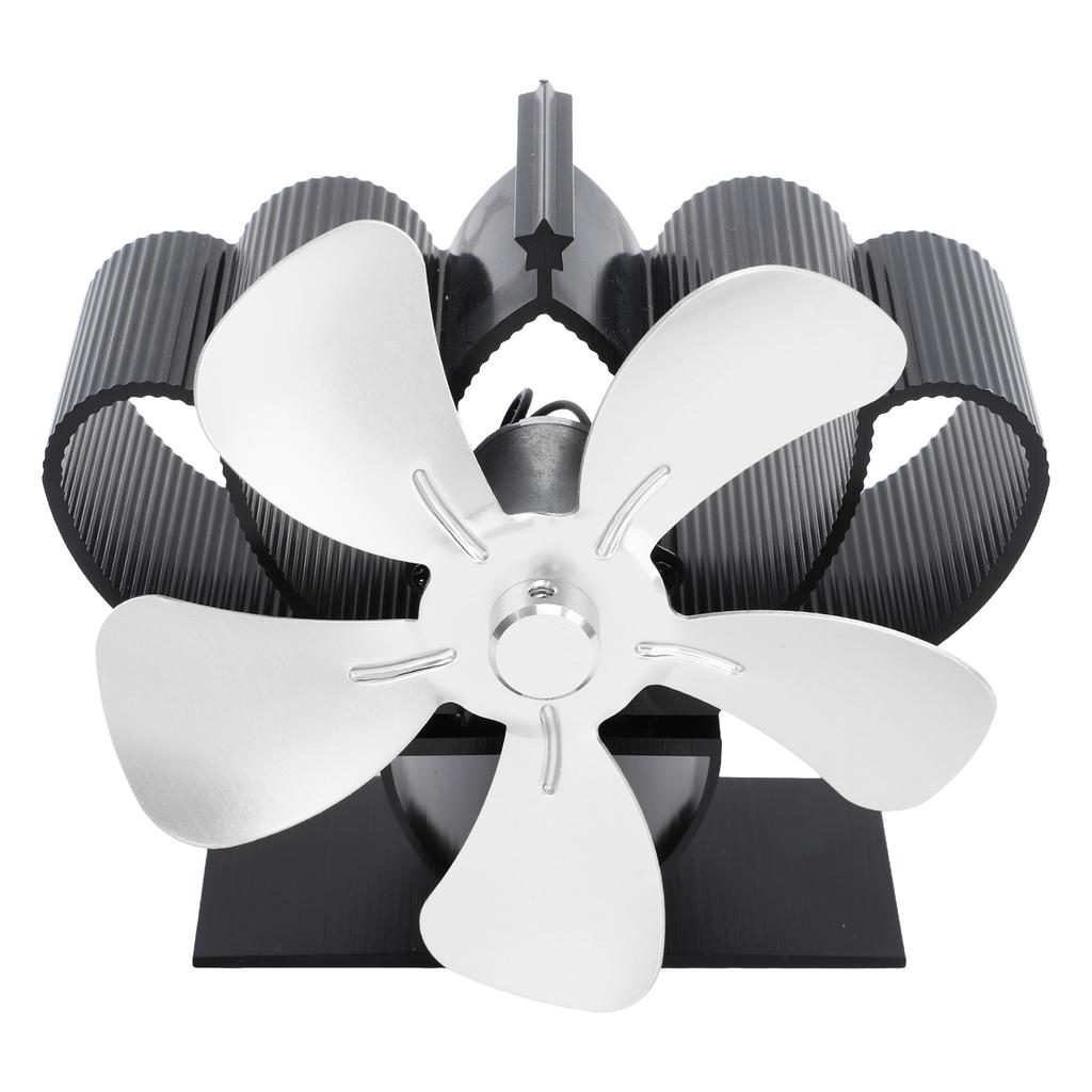 Heat Powered Stove Fan Aluminum Alloy Low Noise Sustainable Wood Stove Fan for Log Fireplace Silver