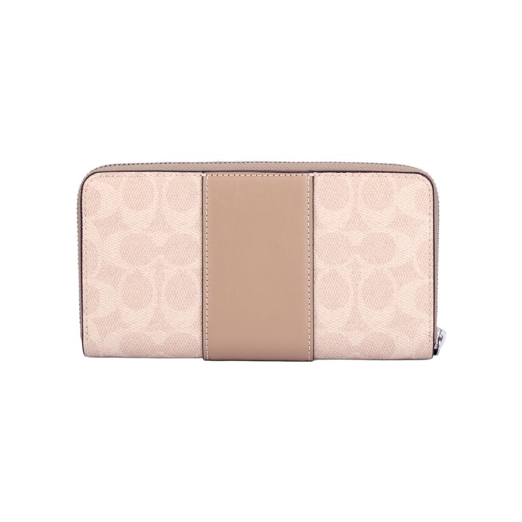 Coach 19 Brand Logo Zipper Wallet Coated Canvas Women wallet Beige CW947-SVPWH