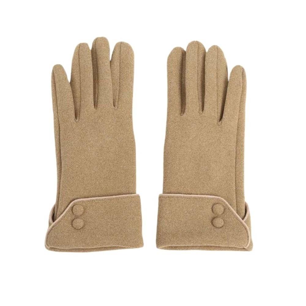 Button Winter Gloves Fleece Cycling Mittens Simple Women Gloves  Female