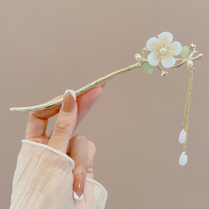 Retro Chinese Style Tassel Hair Clip Women Hair Stick Pins Flower Handmade Hairpins Charm Jewelry Girl Hair Accessories