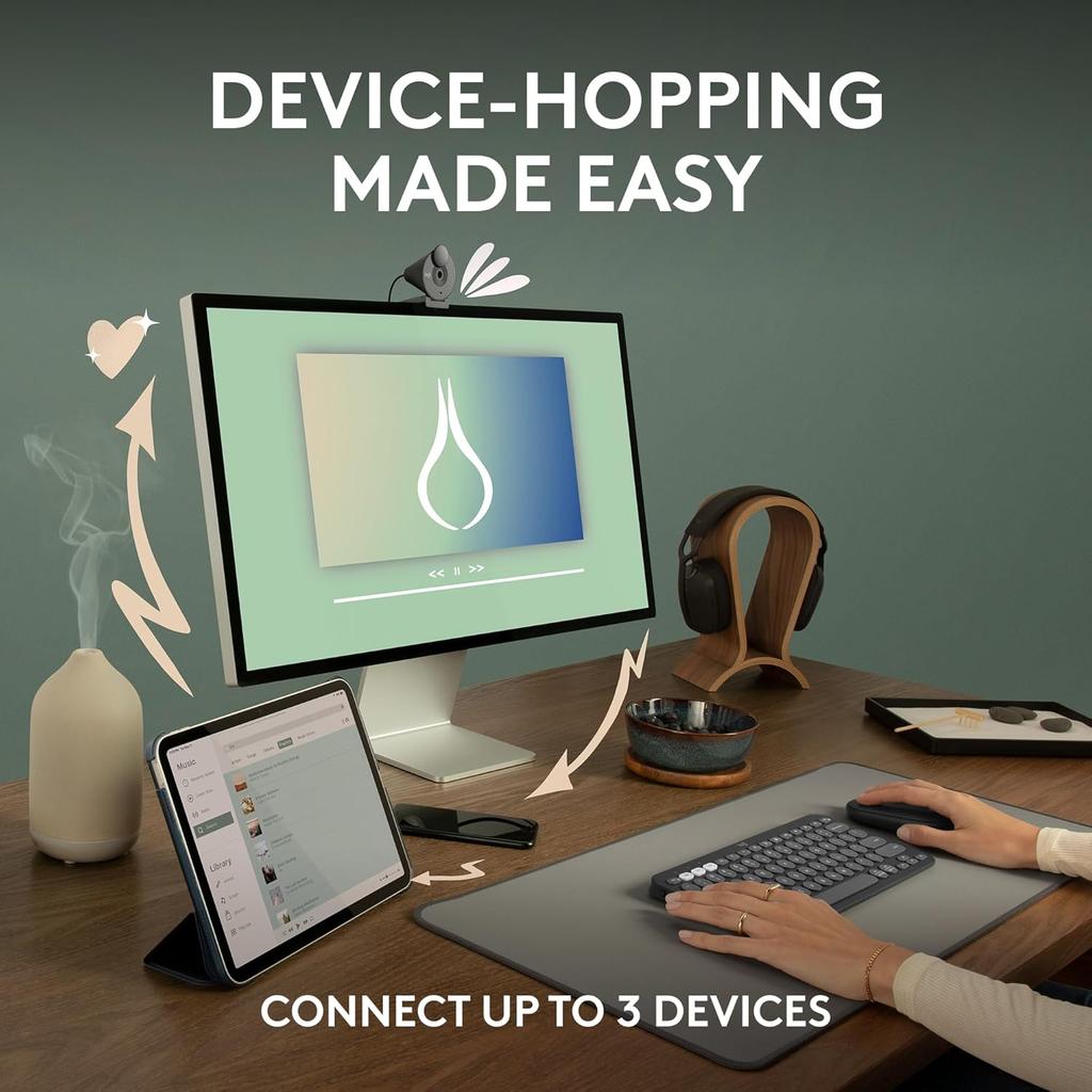Logitech Fashion Series PEBBLE Mouse Wireless Bluetooth Mouse Office Silent Mouse Symmetrical Mouse Pebble Shape