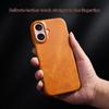 For iPhone 16 Case Calf Texture PU Leather Hard PC Protective Phone Cover