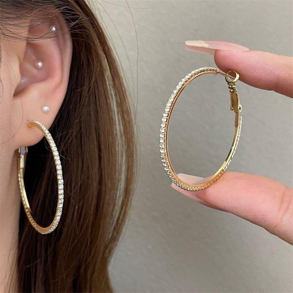 Vintage Red Large Small Circle Hoop Earrings for Women Simple Geometric Round Glossy Huggie Earrings Party Jewelry Gift