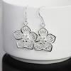 1Pair Silver Earrings, High Quality 925 Silver Fashion Jewelry Flower Drop Earrings
