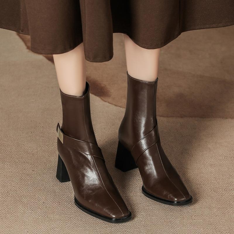 H9537-2 short boots women's new autumn and winter Martin boots thick heel rear zipper thin fashion single boots
