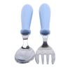 Stainless Steel Children's Spoon and Fork Set, Three-Piece Set Baby Tableware Maternity Gift Round Handle Spoon and Fork