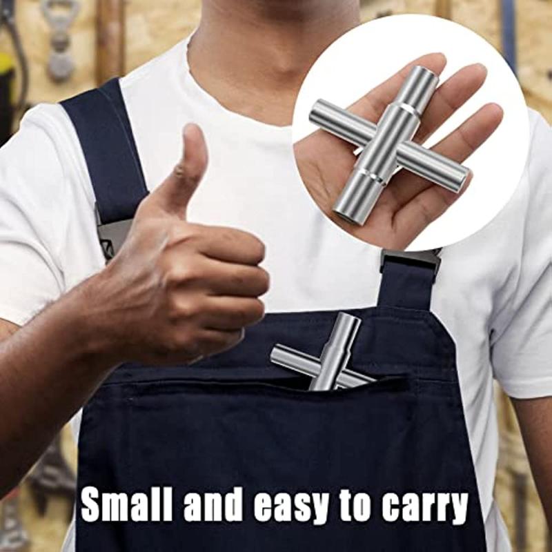 4 Way Sillcock Key Heavy Duty Water Key Steel Water Utility Key for Valve Faucet Spigots and Hose Bib, 2 Packs