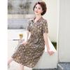 WoXue Elegant Chiffon Shirt Dress for Middle-Aged Women
