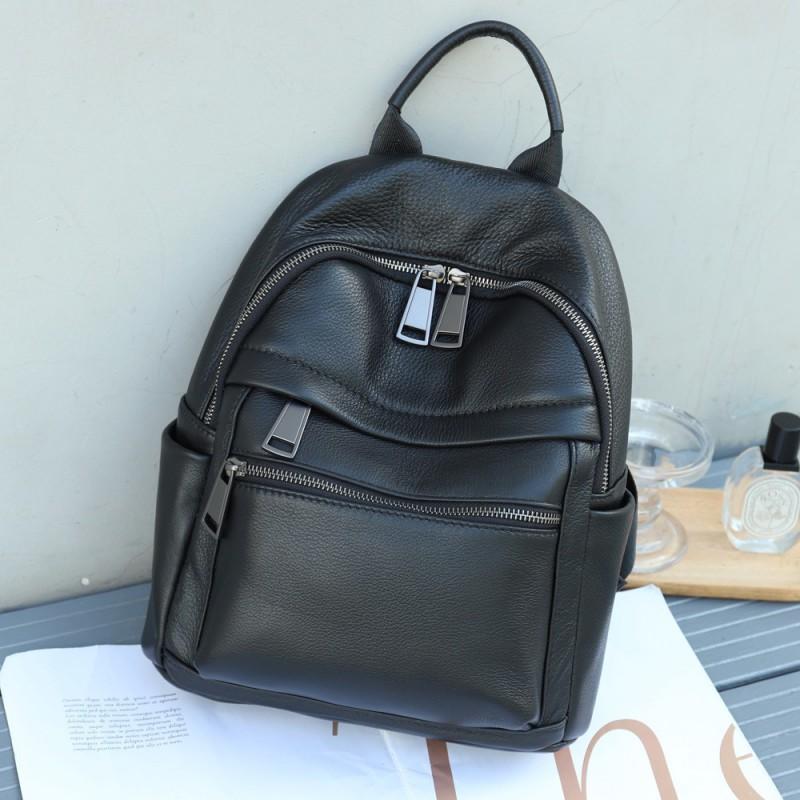 

Women s Bag Simple Fashionable Leather Backpack Large Capacity Natural Drop Cowhide Travel Student 27x13x31cm чорний