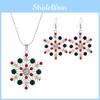 Snowflake Set Necklace With Rhinestone Decor And Alloy Chain Christmas For