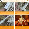 Creepy Window Display Decor 36 Inches LED Light Up Halloween Skeleton, 3FT Life Size Full Body Cemetery Themed Landscaping Posable Plastic Human Bones