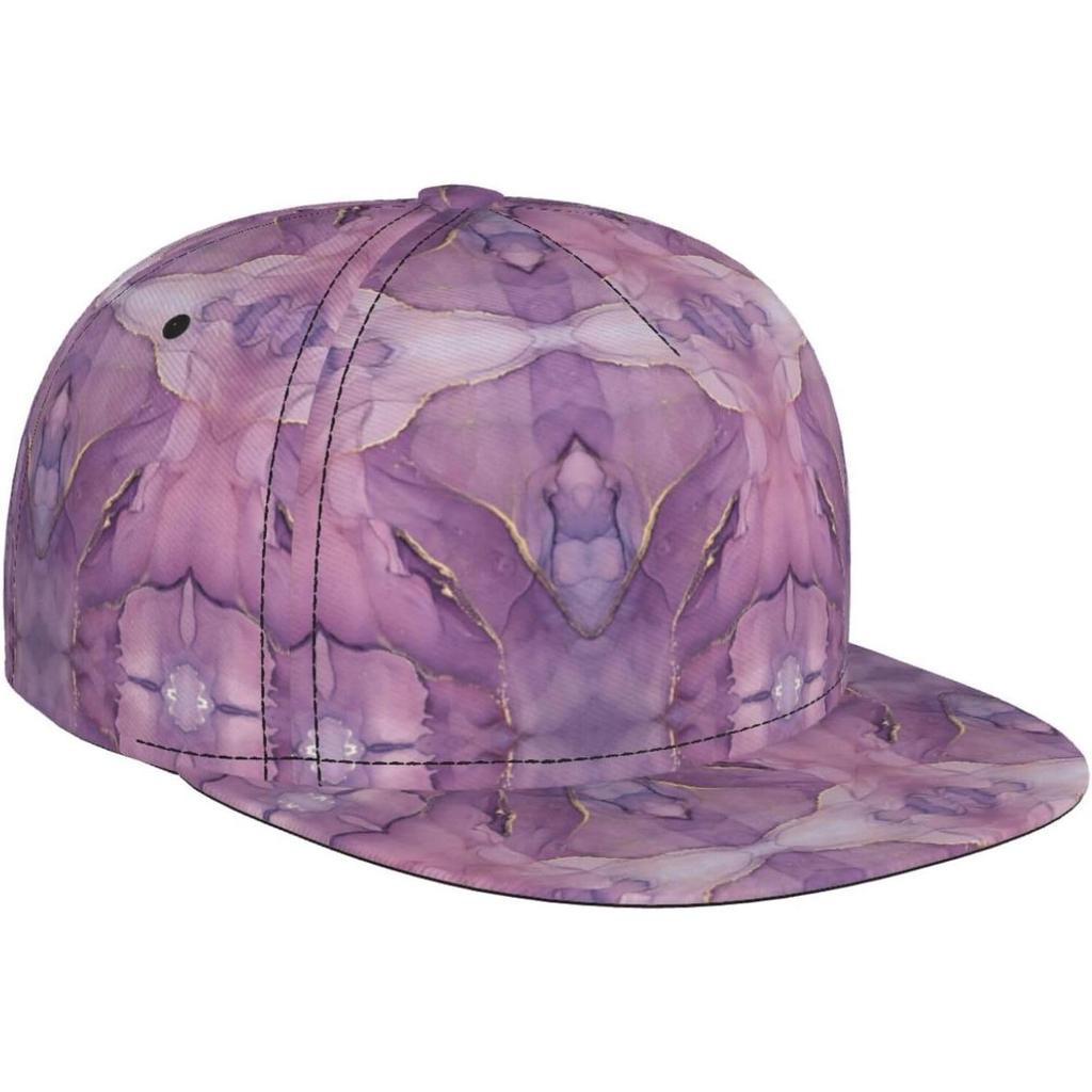 Purple Gold Marble Texture Abstract Print Baseball Cap for Men Women Adjustable Trucker Hat Snapback Sun Dad Cap Lightweight