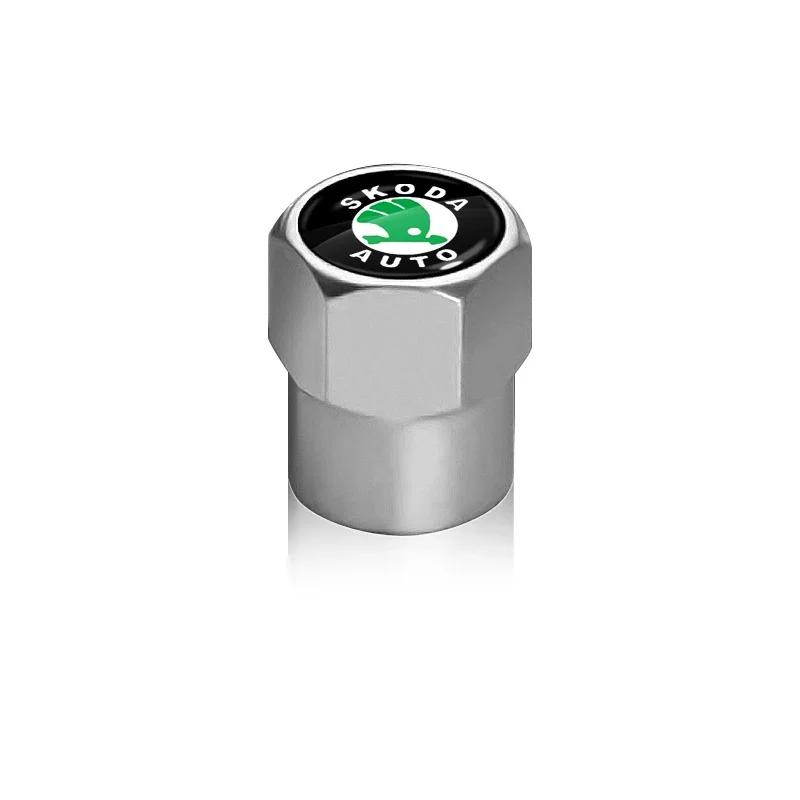 2025 Chaud 4 Pièces/set Alliage de Zinc Bouchons d'Air pour Valve de Pneu de Voiture Articles Antivol Pour Skoda Fabia Kamiq Rapid Kodiaq Octavia a5a 7 2 Ye