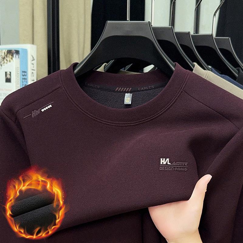 2025 Winter Men s Thickened Long-Sleeve Hoodie and Casual Printed T-Shirt Set 3XL