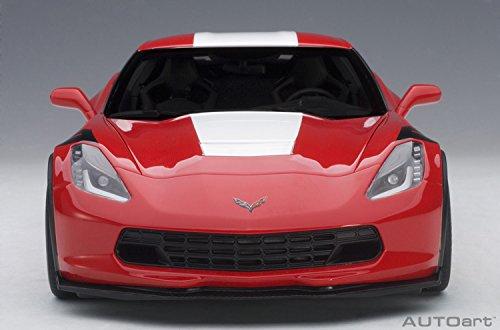 AUTOart 1/18 Scale Chevrolet Corvette C7 Grand Sport Red with White Stripes and Black Hash Marks