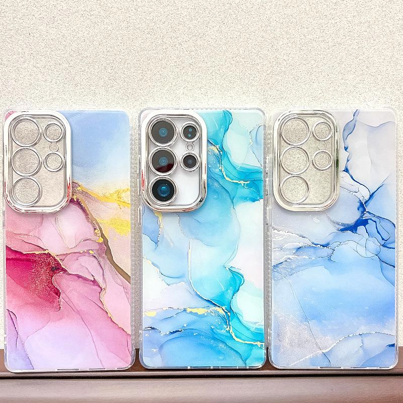 Suitable for New Samsung S25 Ultra Mobile Phone Case S24plus Double Sided Coated Imd Electroplated Marble A55 Case