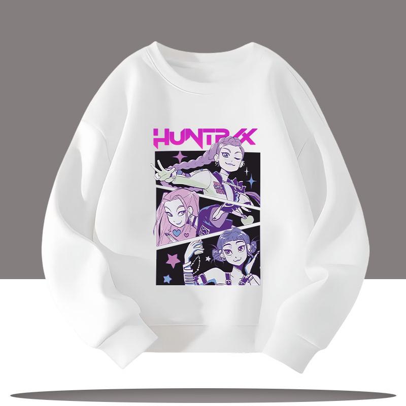 Odzież dziecięca K-pop Łowcy Demonów Nadruk z kreskówki Wiek 3-12 lat Nowy styl Koszulka sportowa z okrągłym dekoltem dla dzieci Urocza dziewczęca bluzka codzienna