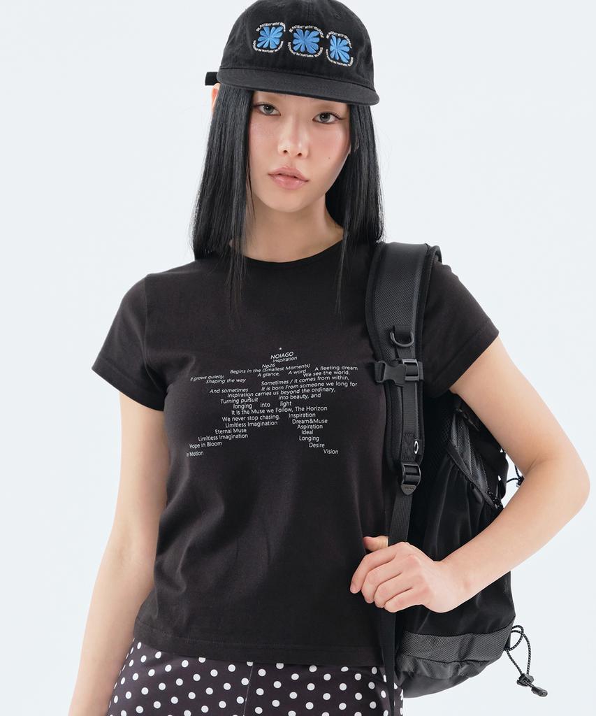 NOIAGO [Choi Soyoon X Noiago] Noi1854 Star Lettering T-Shirt (Black)