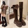 Women's Knight Boots New Platform Strap Buckle Women's Boots High Thick Heels Round Head Long Boots Over-the-Knee